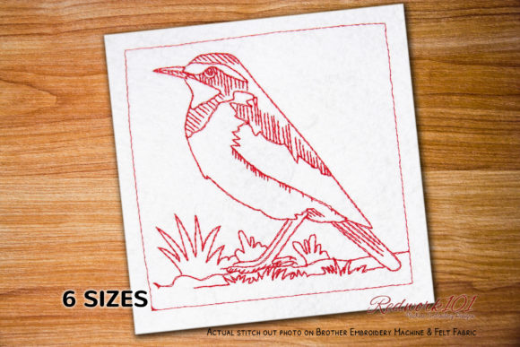 African Pied Wagtail Redwork: A Chic Embroidery Design