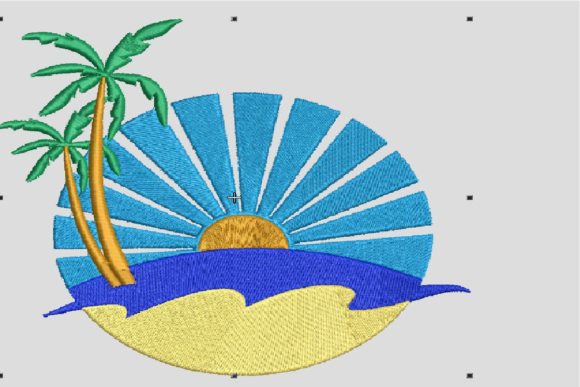 Beach, Sun, Sand, Palm Tree: A Versatile Embroidery Design
