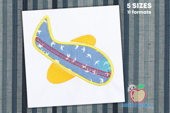 Cartoon Airplane Applique: A Fun Embroidery Design