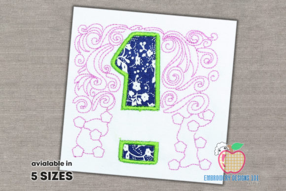 Charming 1st Birthday Split Frame Applique