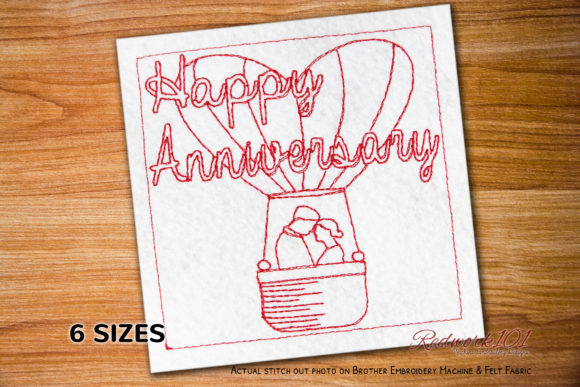 Couple in Hot Air Balloon: A Charming Embroidery Design