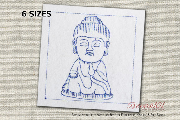 Cute Little Sitting Buddha Redwork Design Review