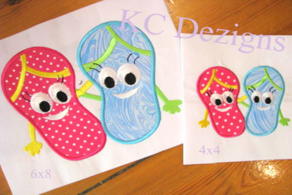 Cute Smiley Flip Flops Embroidery Design