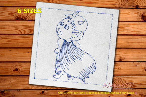 Devil with Cape Bluework: A Bold Halloween Embroidery