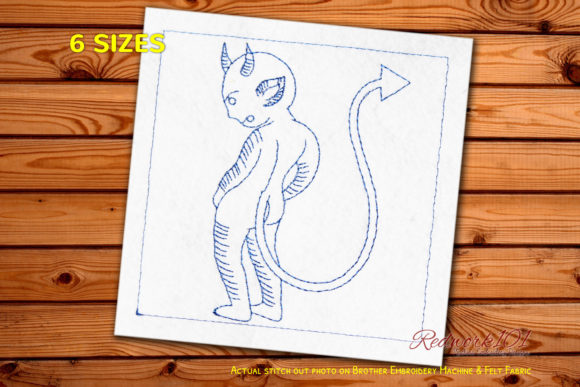 Devil with Tail Redwork: A Bold Embroidery Choice