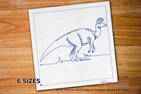 Lambeosaurus Dinosaurs Redwork: A Premium Embroidery Design