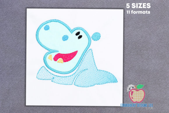 Wild Hippopotamus Applique: A Premium Embroidery Design